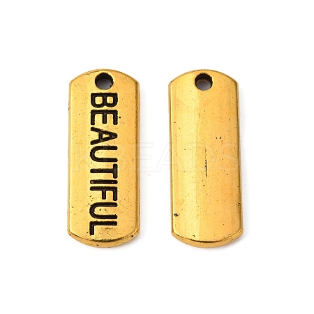 Tibetan Style Alloy Rectangle with Word Beautiful Pendants TIBEP-Q043-063AG-RS-1