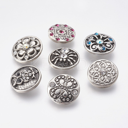 Mixed Flat Round Zinc Alloy Enamel Jewelry Snap Buttons SNAP-N010-05-NR-1