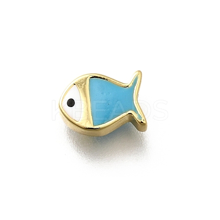 Brass Enamel Beads KK-P295-47G-01-1