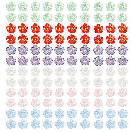 240Pcs 6 Colors UV Plating Acrylic Bead Cap OACR-TA0002-94-1