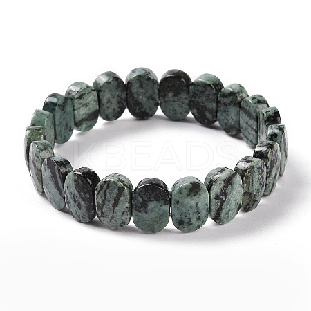 Natural Agate Oval Beaded Stretch Bracelet G-E010-01V-1