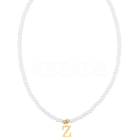 Imitation Pearl with Stainless Steel Pendants Necklaces NJEW-LP0001-51Z-G-1