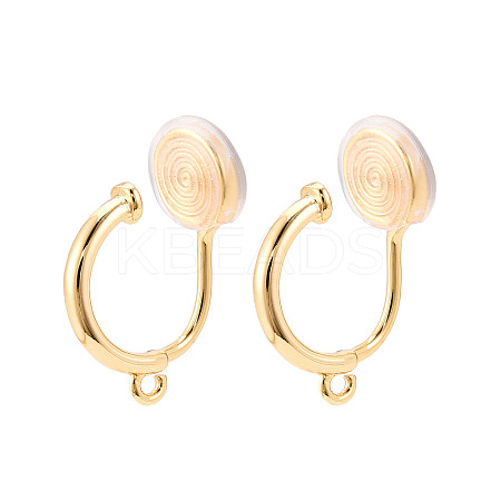 Brass Micro Pave Cubic Zirconia Clip-on Earring Findings KK-N261-122C-G-1