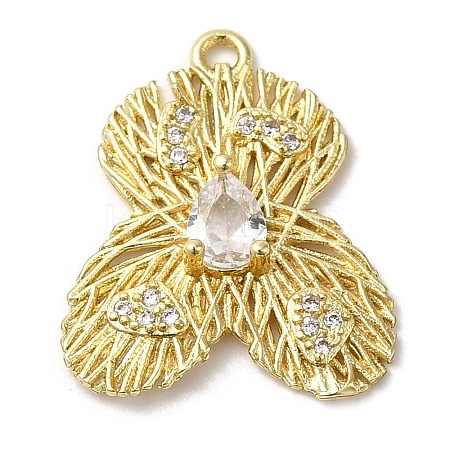 Rack Plating Brass Cubic Zirconia Pendants KK-M267-07G-1