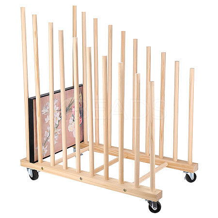 Wood Portable Easel Storage Rack for Artwork AJEW-WH0596-840-1