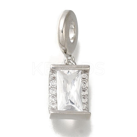 Rack Plating Brass Micro Pave Clear Cubic Zirconia European Dangle Charms KK-H485-18P-1