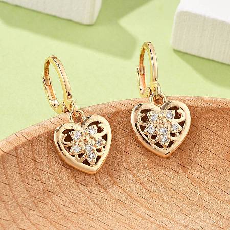 Brass Micro Pave Clear Cubic Zirconia Hoop Earrings for Women EJEW-G428-24G-02-1