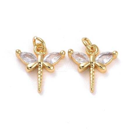 Brass Micro Pave Cubic Zirconia Pendants KK-K258-22G-RS-1