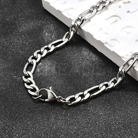 Tarnish Resistant Trendy Unisex 304 Stainless Steel Figaro Chain Necklaces LS-STAS-E063-08-1