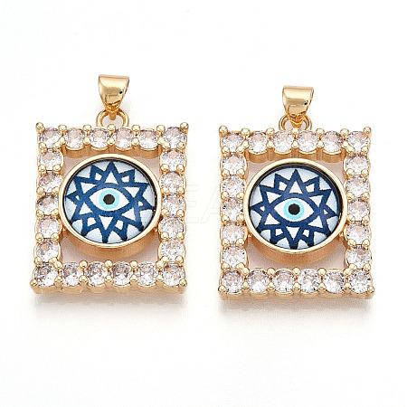 Brass Micro Pave Clear Cubic Zirconia Pendants for Women KK-T070-91A-08-1