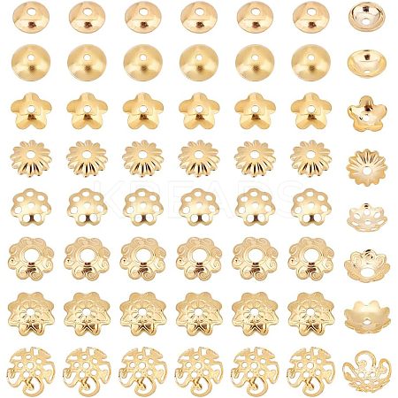 160Pcs 8 Style 304 Stainless Steel Bead Caps STAS-PH0004-45-1
