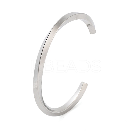 Non-Tarnish 304 Stainless Steel Twisted Open Cuff Bangles for Women BJEW-B097-01P-1
