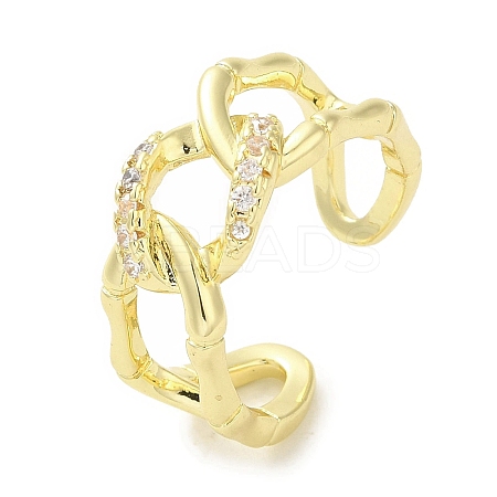 Brass Micro Pave Cubic Zirconia Rings for Women RJEW-E295-33G-1