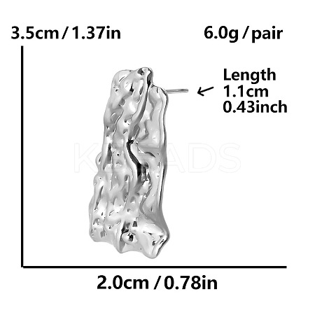 304 Stainless Steel Unique Textured Stud Earrings Women's Jewelry CV5895-1-1