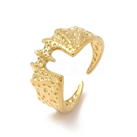 Ion Plating(IP) 304 Stainless Steel Gothic Bat Open Cuff Ring for Women LS-RJEW-E066-01G-1