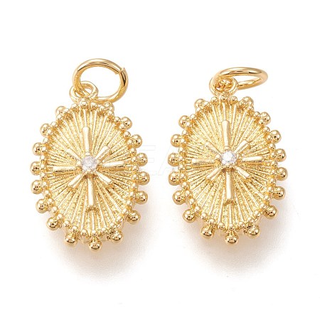 Brass Micro Pave Clear Cubic Zirconia Pendants ZIRC-I044-42G-1