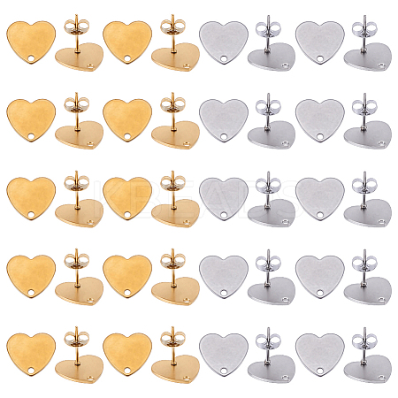 20Pcs 2 Colors Ion Plating(IP) 304 Stainless Steel Stud Earring Findings EJEW-UN0001-75-1