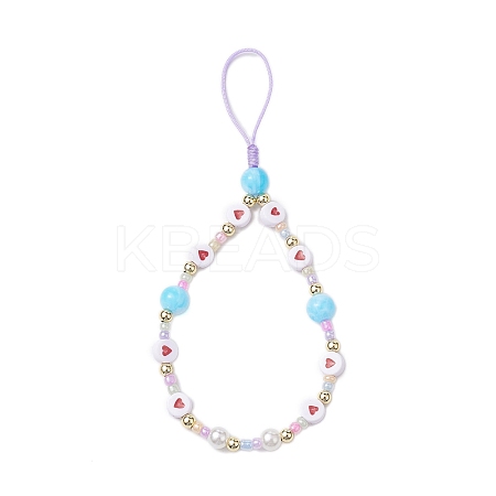 Glass & Acrylic Beaded Mobile Phone Lanyard Wrist Strap HJEW-JM01977-1