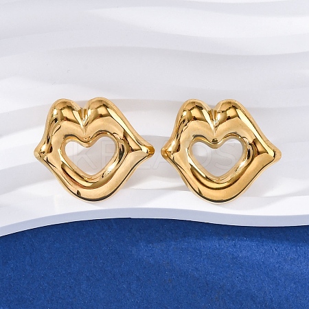 304 Stainless Steel Stud Earrings for Women LS-EJEW-F357-03G-01-1