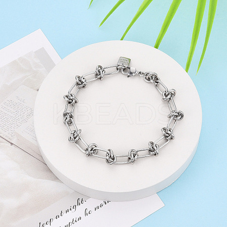 Brass Paperclip Chain Bracelets for Women BJEW-N032-02P-1