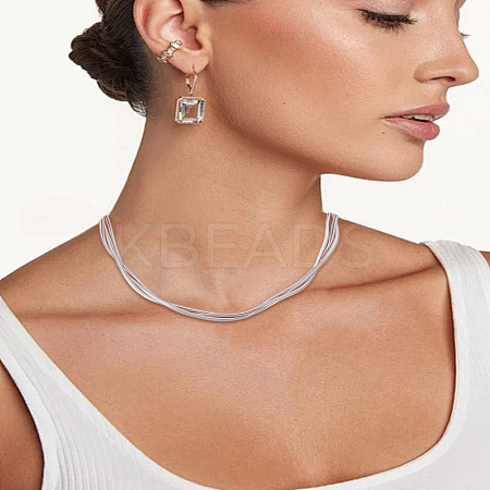 1Pc Stainless Steel Snake Chain 3 Strand Choker Necklaces for Women NJEW-LP0006-01P-1