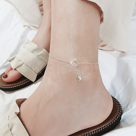 Cat Shape Alloy Link Bell Tassel Anklets for Women FS-WG4EFA6-01-1