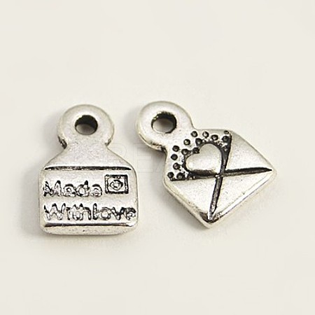 Tibetan Style Alloy Envelope Carved Heart and Word Made with Love Charms for Gift Making X-LF0643Y-1
