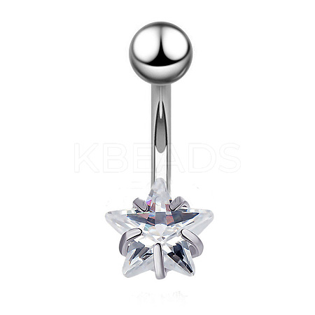 Clear Cubic Zirconia Belly Button Rings WG9960A-21-1
