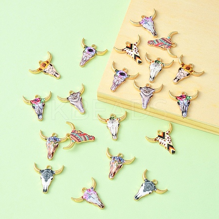 20Pcs 10 Styles Printed Alloy Pendants ENAM-YW0003-86-1