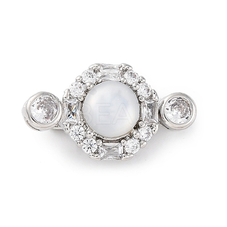 Brass Micro Pave Clear Cubic Zirconia Box Clasps KK-P291-28P-1