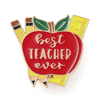 Teacher's Day Theme Rack Plating Light Gold Alloy Brooches JEWB-Z016-01KCG-24-1