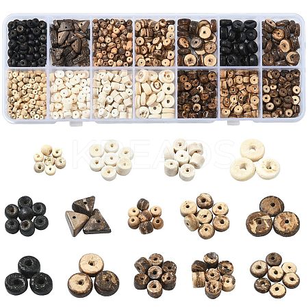 56G 14 Styles Natural Coconut Rondelle Beads COCB-CJ0001-01-1