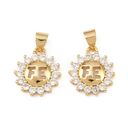 Brass Micro Pave Clear Cubic Zirconia Charms KK-F919-35G-1