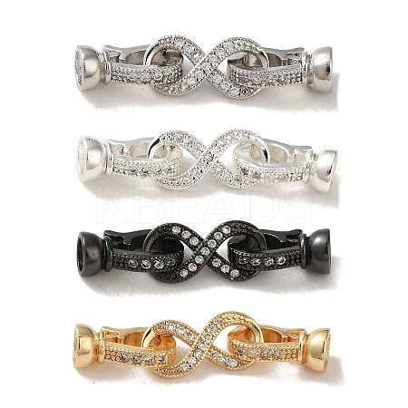 Rack Plating Brass Pave Clear Cubic Zirconia Fold Over Clasps KK-M285-31B-1