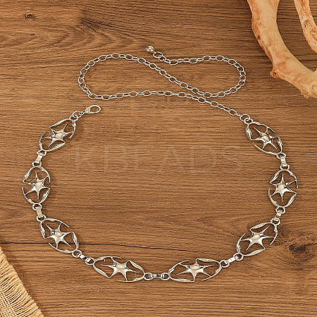 Alloy Ethnic-style Hexagon Link Chain Belts for Women FS-WGE7426-01-1