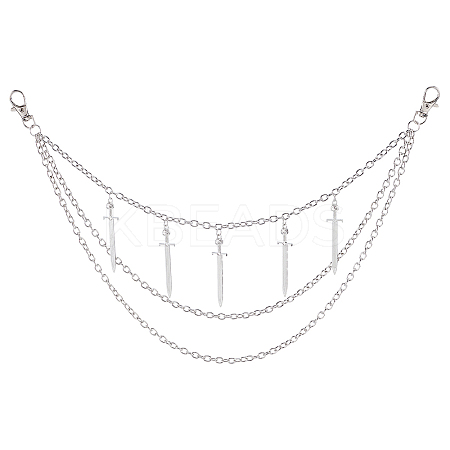 Alloy Multilayer Chain Belts for Pants AJEW-WH20018-133-1