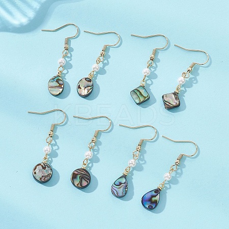 Natural Paua Shell Dangle Earrings EJEW-JE06962-1