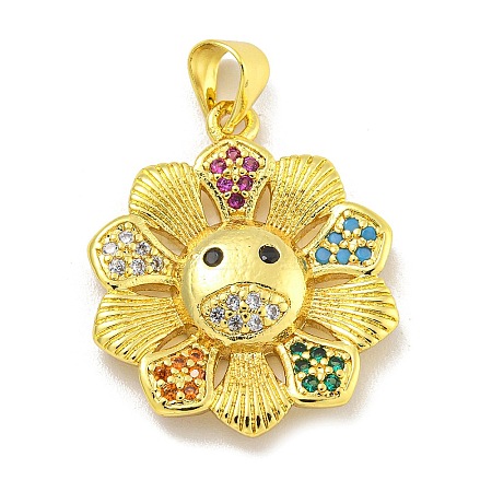 Rack Plating Brass Micro Pave Cubic Zirconia Pendants KK-C074-33G-1