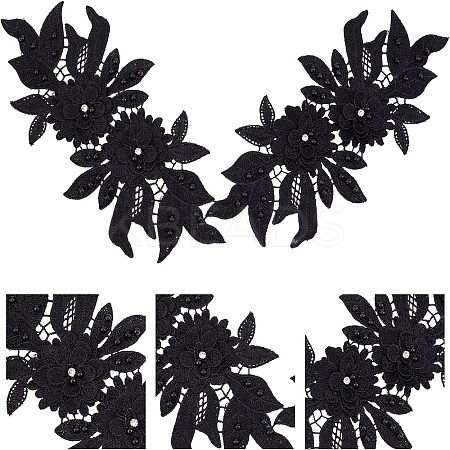 Polyester Embroidered Floral Lace Collar DIY-WH0326-47B-1