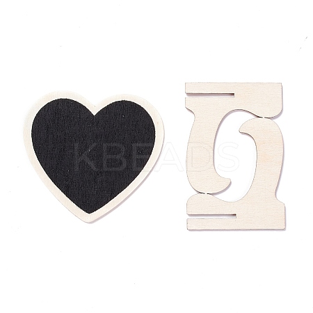 Heart Wooden Mini Chalkboard Signs LS-AJEW-M035-02-1