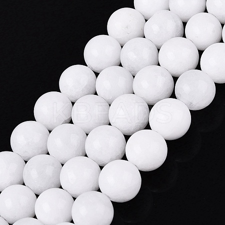 Dyed Natural White Jade Round Bead Strands G-Q937-20-1