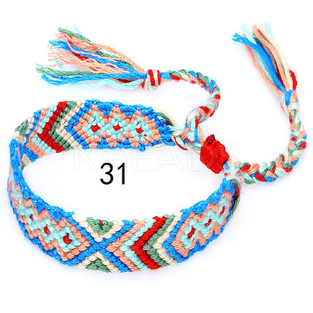 Cotton Braided Rhombus Pattern Cord Bracelet FIND-PW0013-003A-31-1