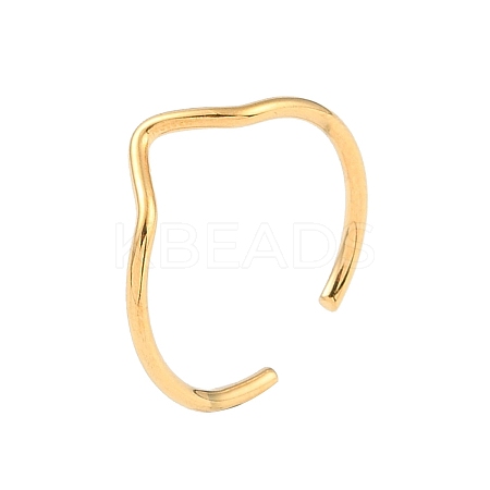 Ion Plating(IP) 304 Stainless Steel Open Cuff Ring for Women RJEW-C097-03G-1