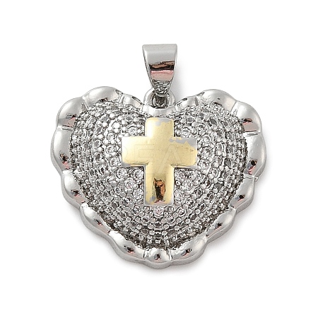 Brass Micro Pave Cubic Zirconia Pendants KK-C091-02B-PG-1