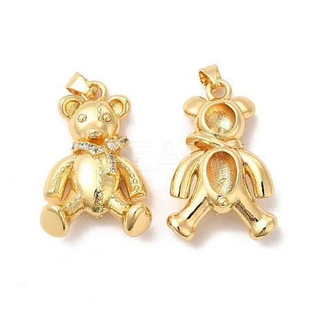 Rack Plating Brass Micro Pave Cubic Zirconia Pendants KK-B068-10G-1