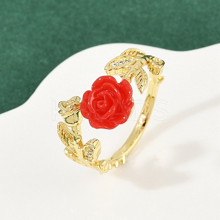 Flower Resin Cuff Rings RJEW-P155-01B-G-1