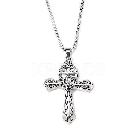 Zinc Alloy Cross Pendant Necklaces NJEW-M211-06D-ASP-1