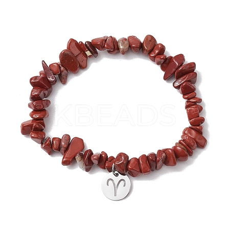 Natural Red Jasper Stretch Bracelets BJEW-JB11147-01-1