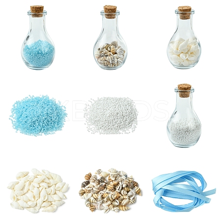 Ocean Beach Theme Glass & Shell Beads Wish Bottle DIY Making Kits DIY-FS0007-57-1