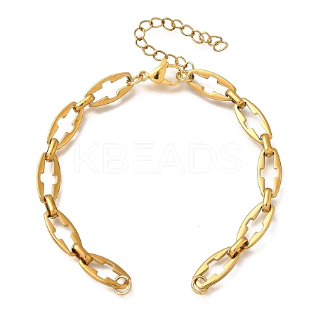304 Stainless Steel Cross Link Chain Bracelet Making AJEW-JB01378-03-1